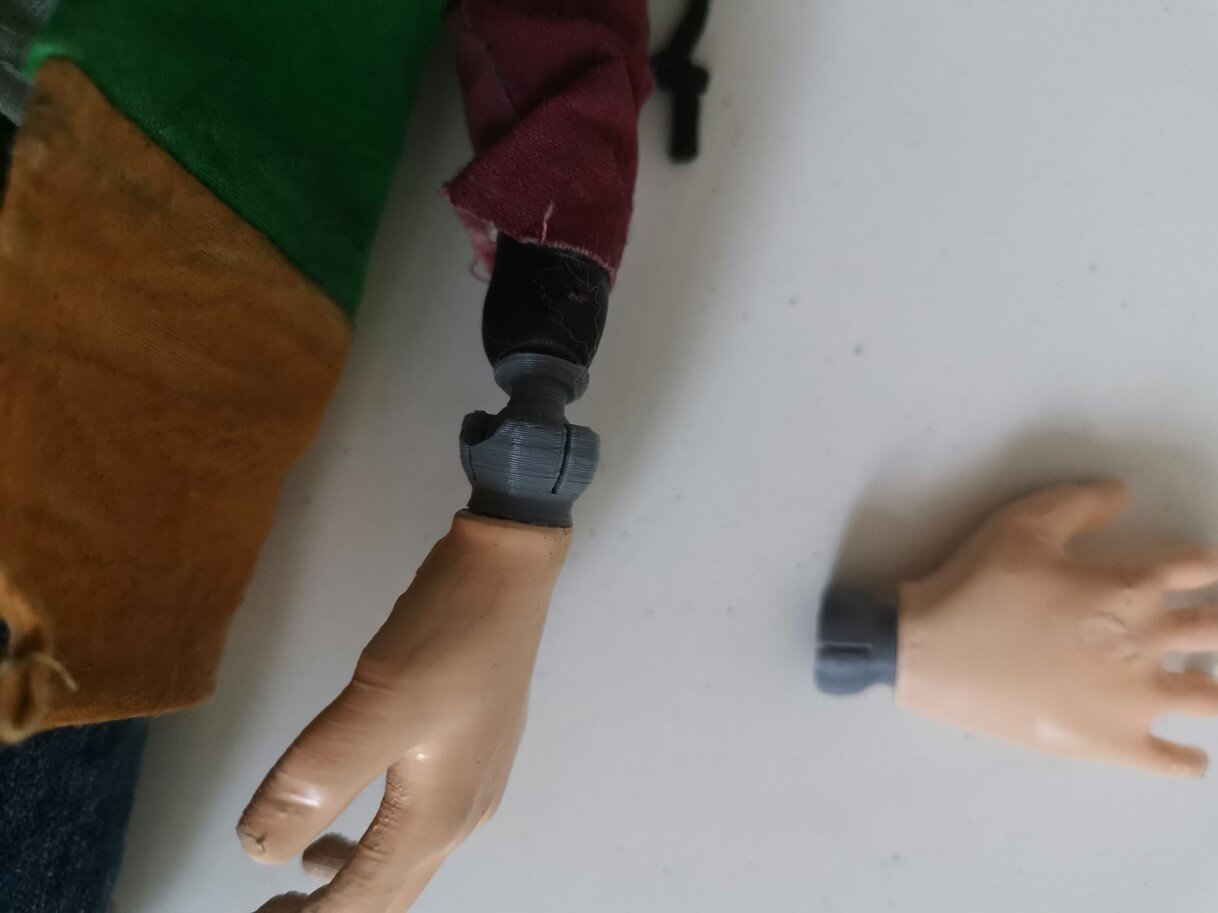 My stop motion animation puppet with articulated been 3D printed ball and socket armature.