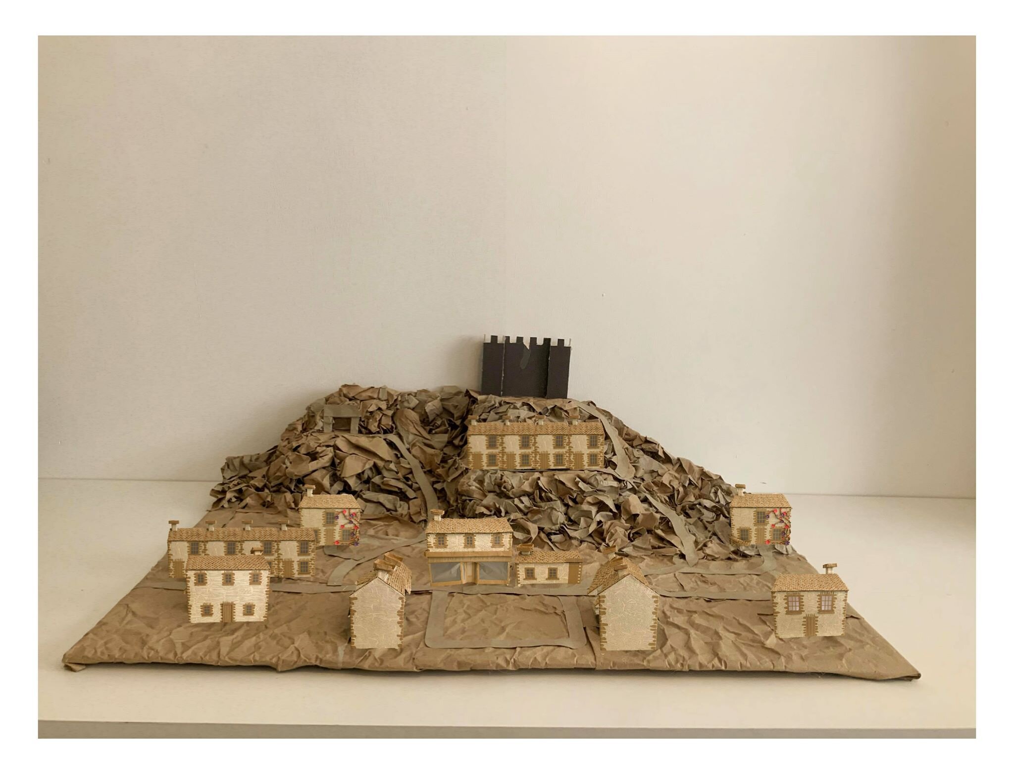 A 1:10 model was created to depict the space. Full scale buildings were then created to depict what this installation could look like. This photoshop put the model and full scale buildings together to get a visual image of the possible installation.