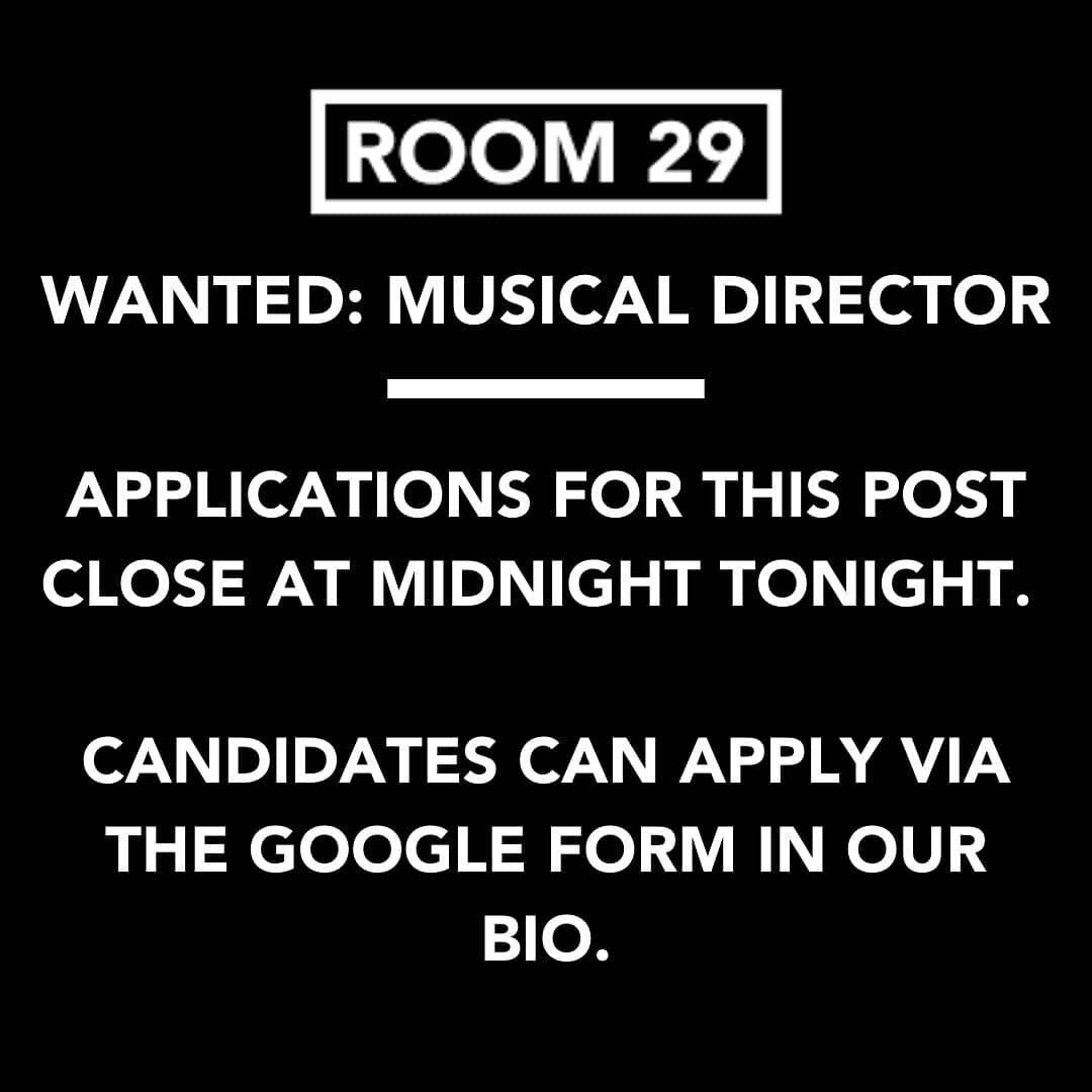 A reminder that applications for Musical Director will CLOSE at midnight tonight. Anyone wishing to apply can do so via the Google Form in our bio! #callout #musicaldirector #musicaltheatre #songsforanewworld #jasonrobertbrown #md #opportunity #theat
