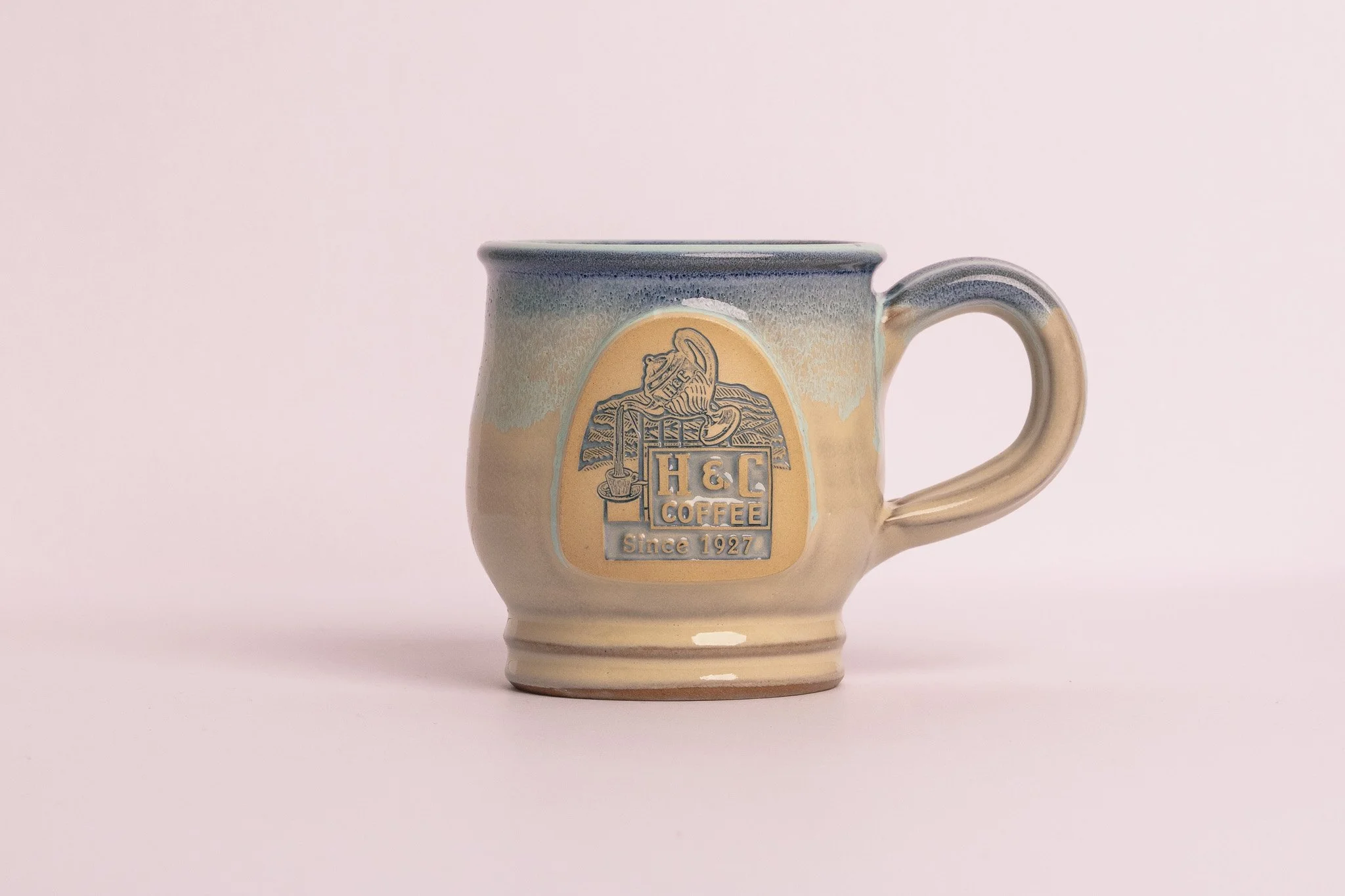 HC Neon Logo Handmade 12oz Butter w/ Aqua Blue Wabasha Mug w/ Free Coffee