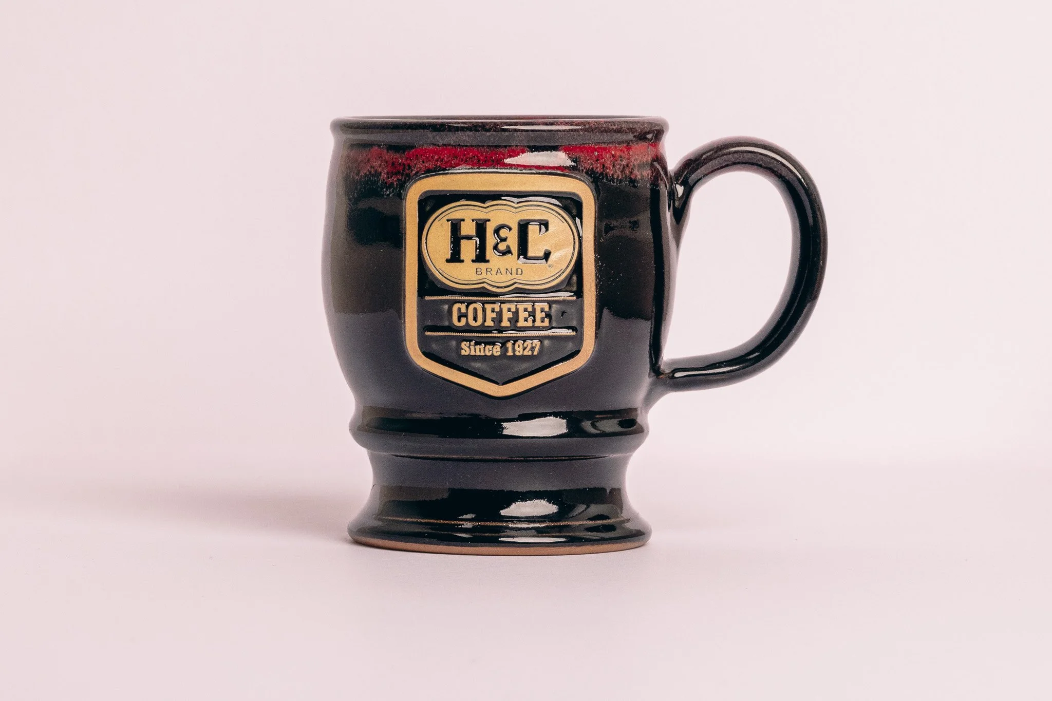 HC Logo Handmade 16oz Black w/ White Red Hammer Mug w/ Free Coffee