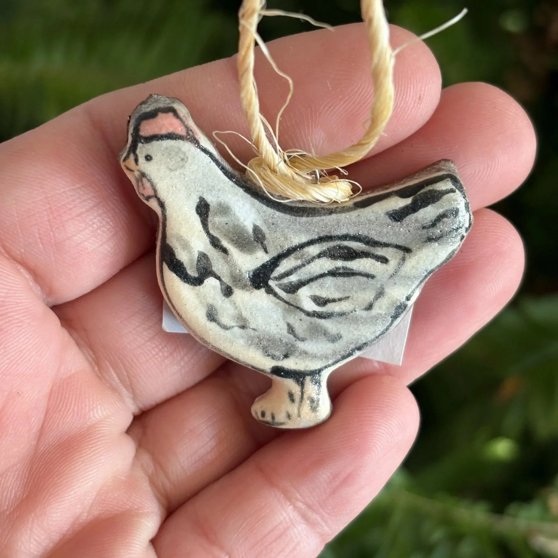 White Chicken with Grey Small Ornament