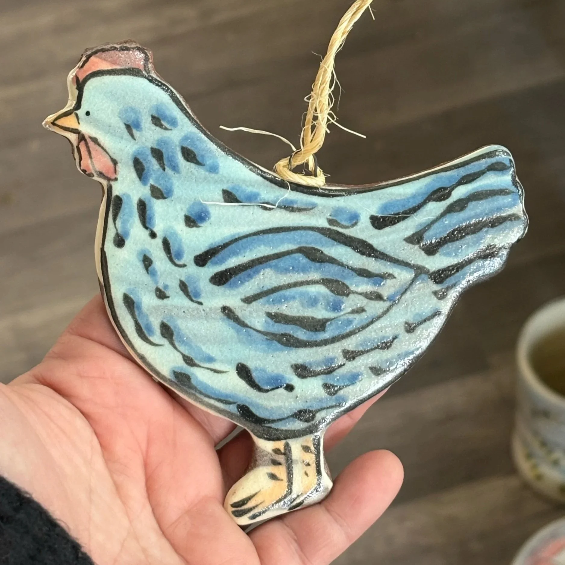 Light Blue Hen Ornament Extra Large