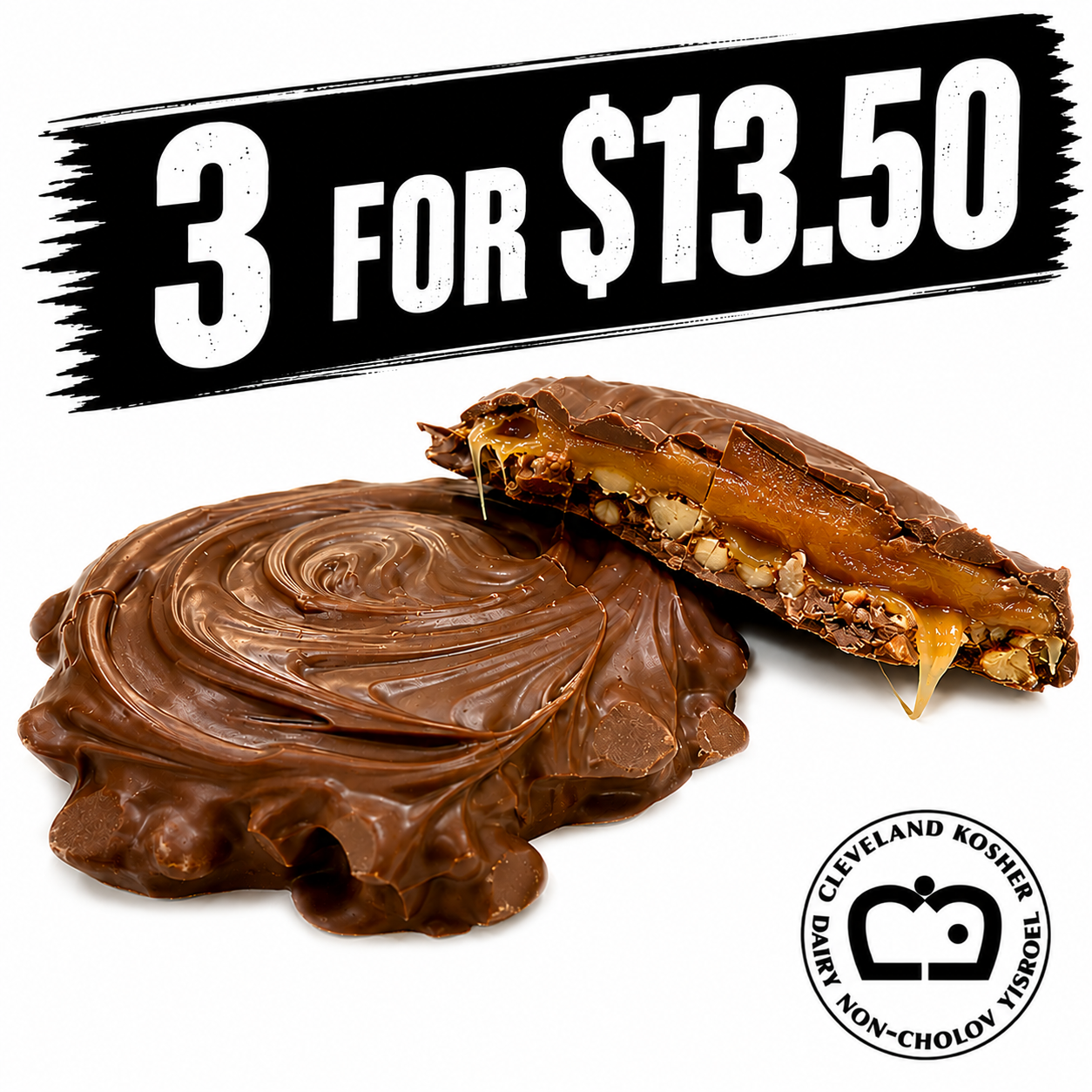 3 for $13.50 SPECIAL! Milk Chocolate Jumbo Pecan Patty (3 Jumbo Pecan Patty)