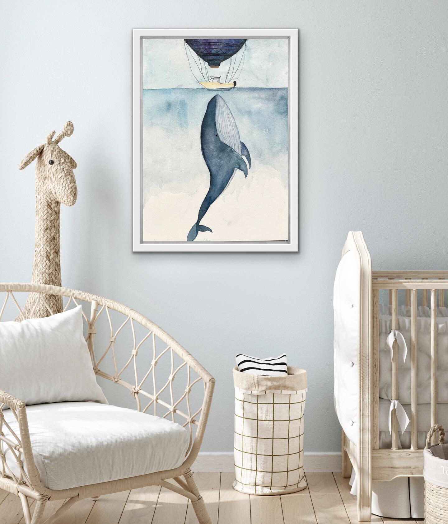 Here&rsquo;s my latest whale painting 🐋✨🐳

I could really use some name ideas for this one ✨🙏✨

Comment below some name inspo! 😊

#watercolor #paint #nurseryart #interiordesign #nurserydesign #watercolor #watercolorartist #watercolorprints #babyr