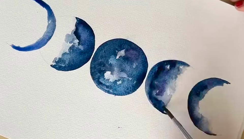 Watercolor Moon Phases at Earth Salt Stone