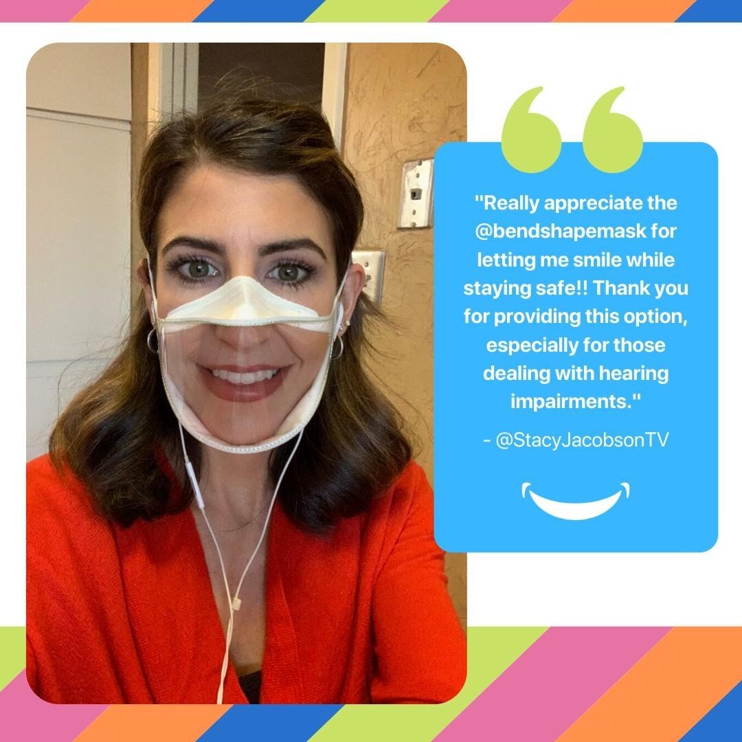Thank you, @stacyjacobsontv! We hope your BendShape&trade;️ Quartz mask continues to be a staple in both your daily and professional life. #ShareABendShapeSmile
