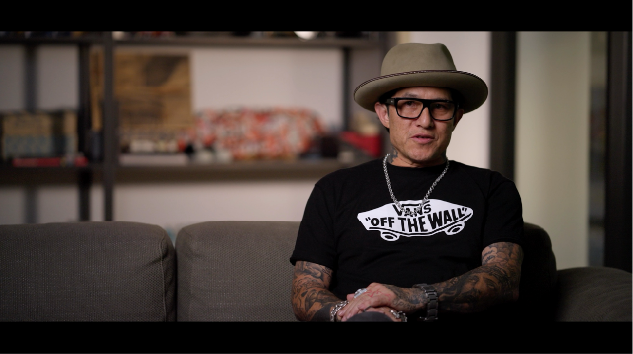 Famous skateboarder Christian Hosoi at Vans headquarters.