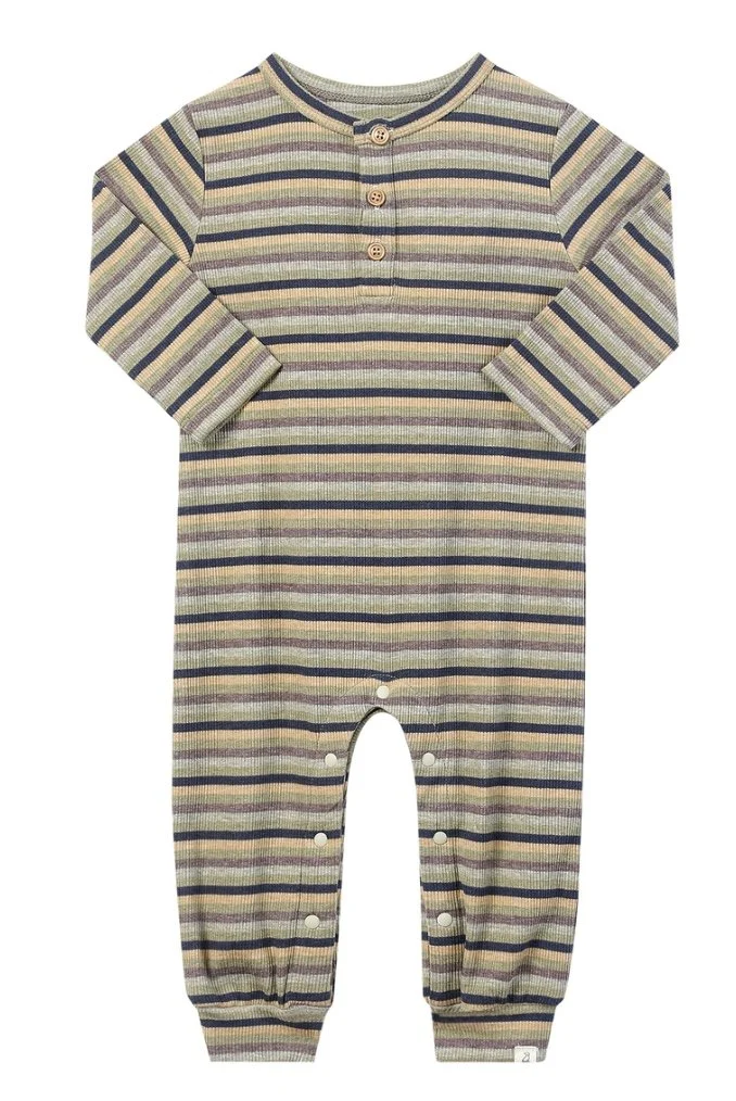 Mason Striped Rib Henley Romper