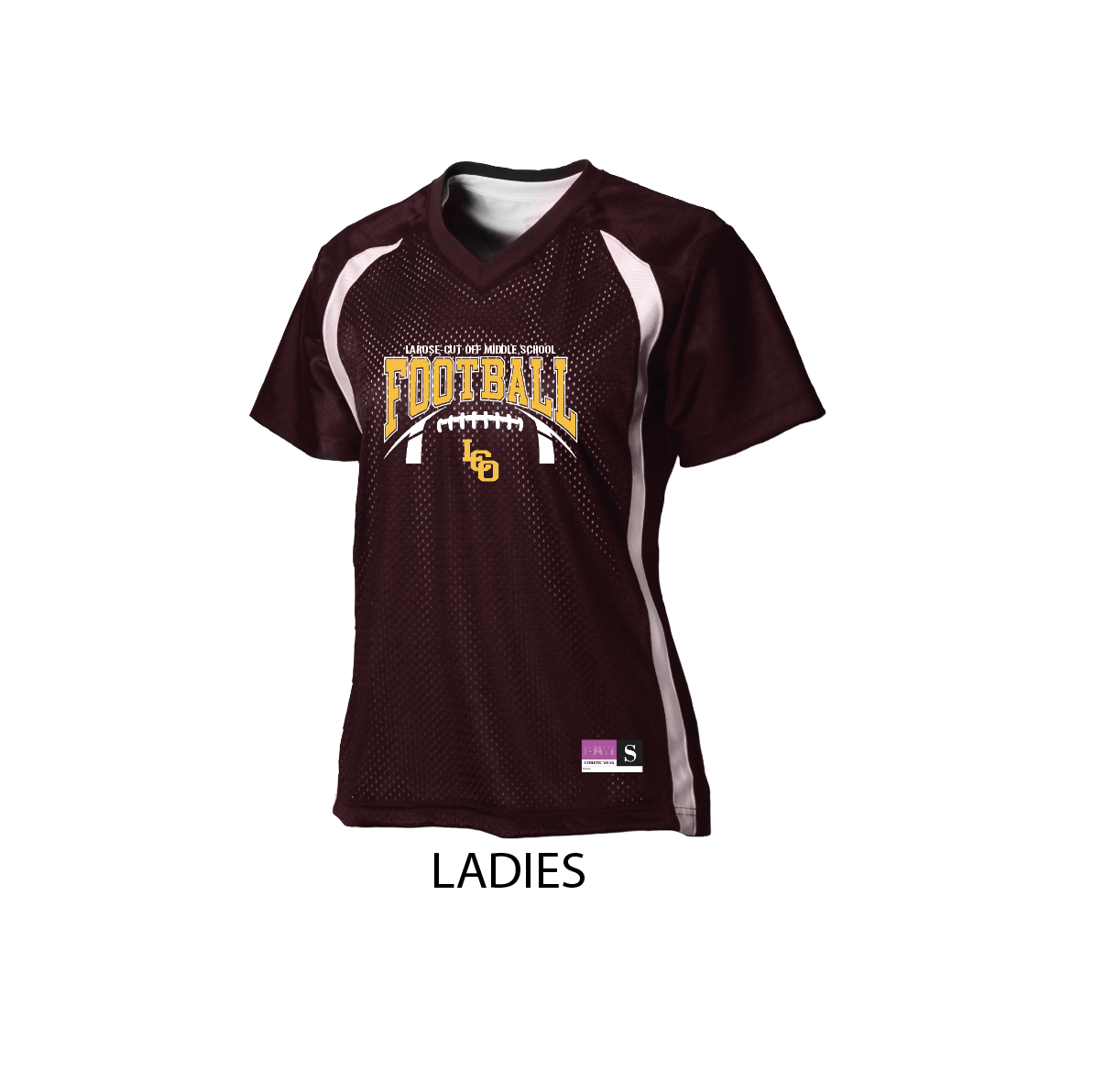 M - LADIES MAROON MESH FOOTBALL JERSEY