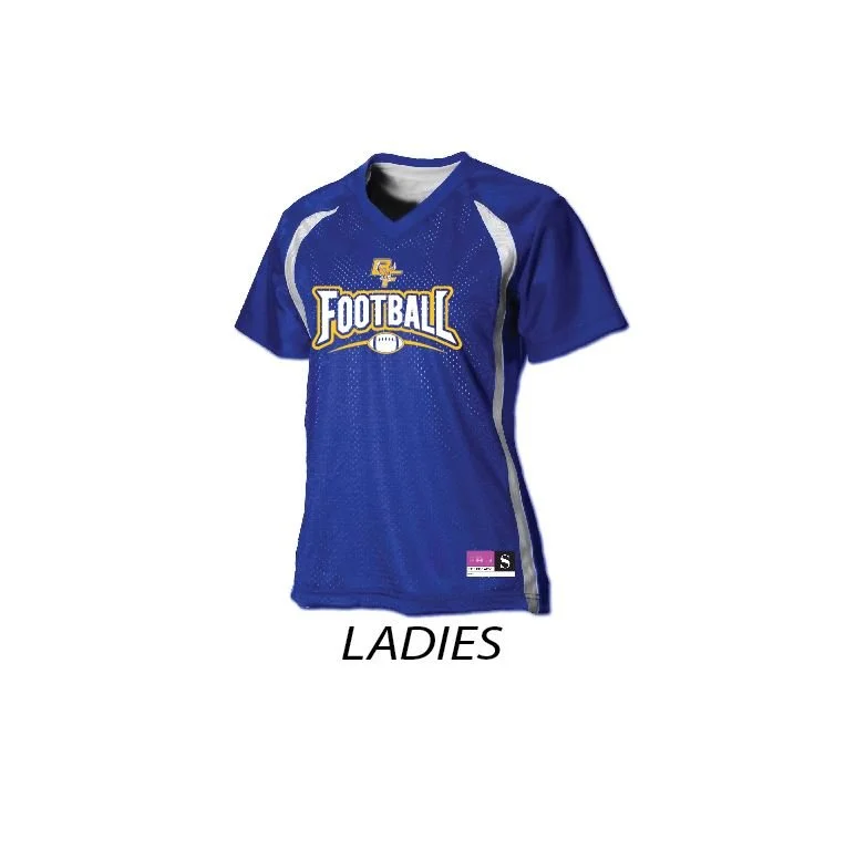 M - LADIES-CUT BLUE MESH FOOTBALL FAN JERSEY