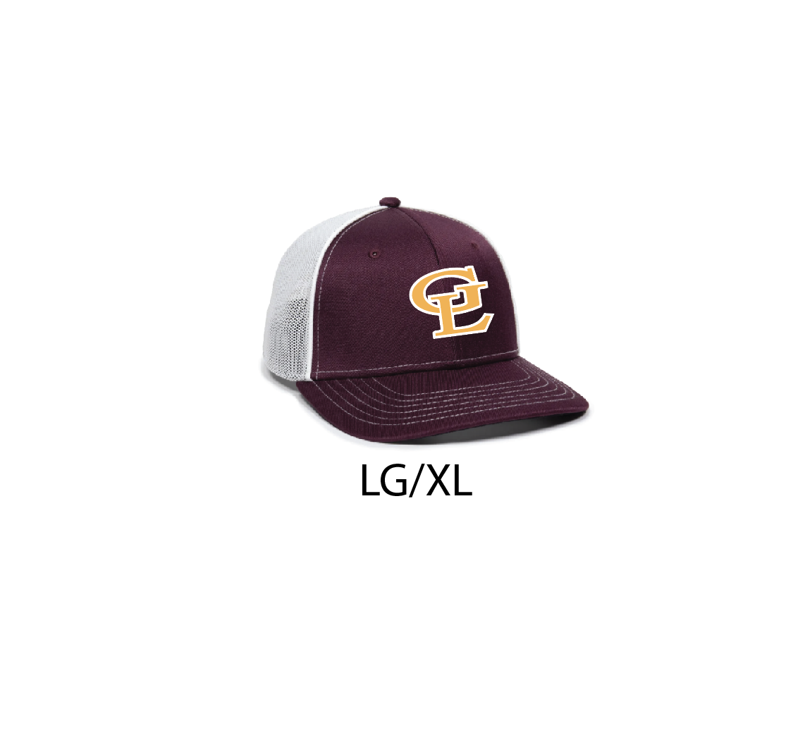 L - MAROON/WHITE MESH BACK FLEX-FIT CAP (LG/XL)