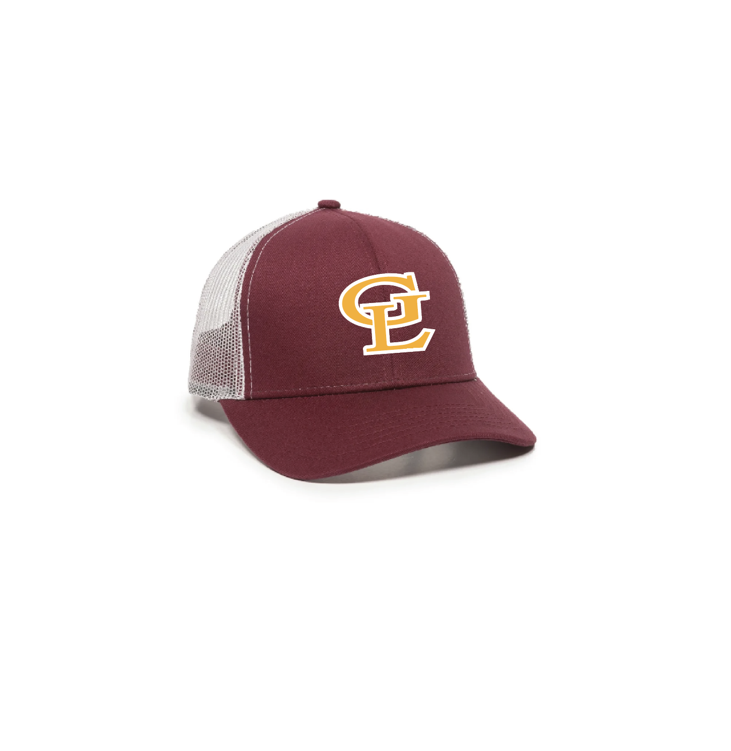 D - MAROON/WHITE MESH-BACK STRUCTURED CAP