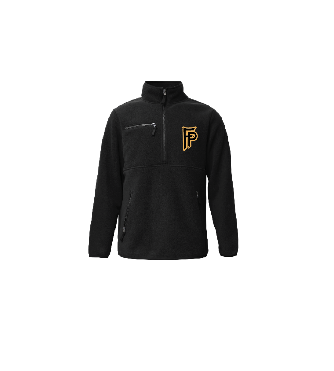 O - BLACK 1/2 ZIP HEAVY WEIGHT POLAR FLEECE