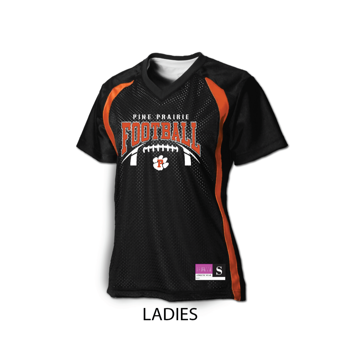 M - LADIES BLACK/ORANGE MESH FOOTBALL JERSEY