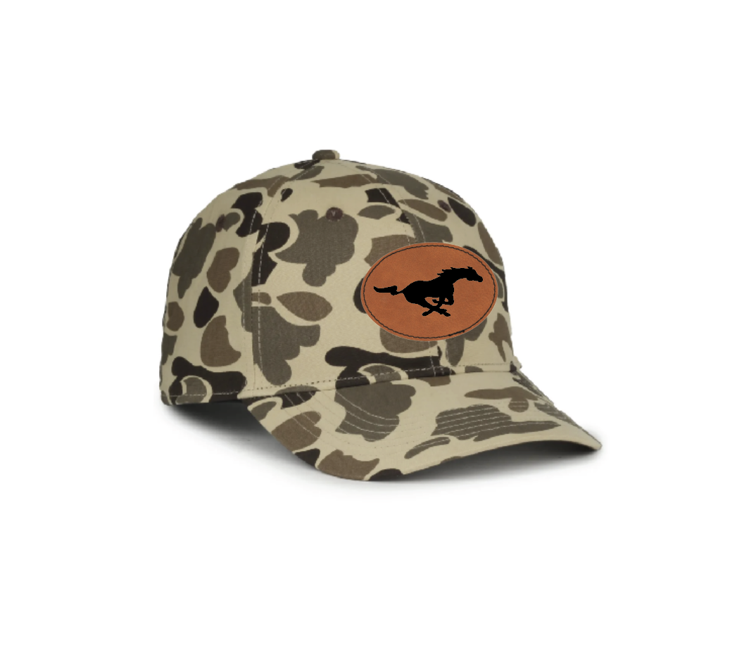 C - WATERFOWL CAMO CAP w/ LEATHER PATCH