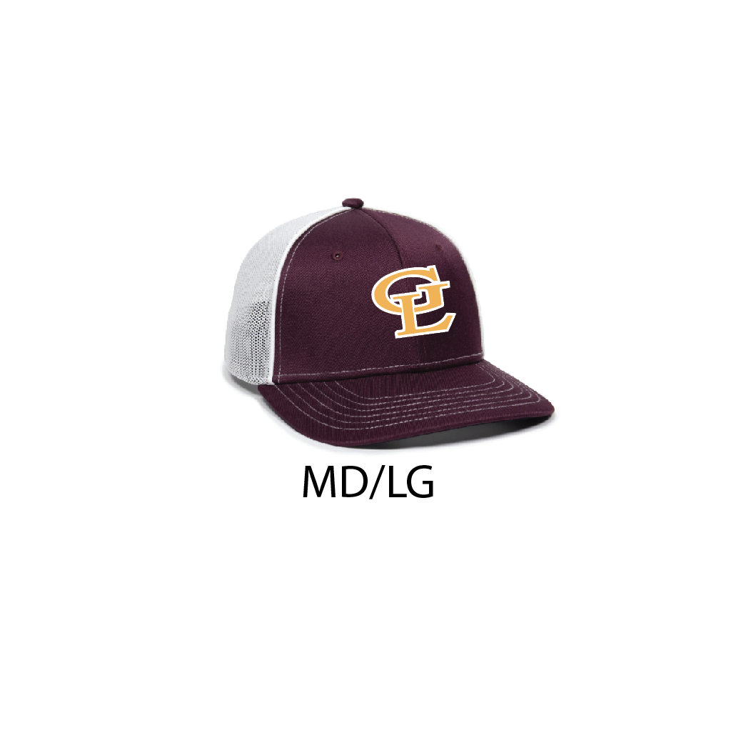K - MAROON/WHITE MESH BACK FLEX-FIT CAP (MD/LG)