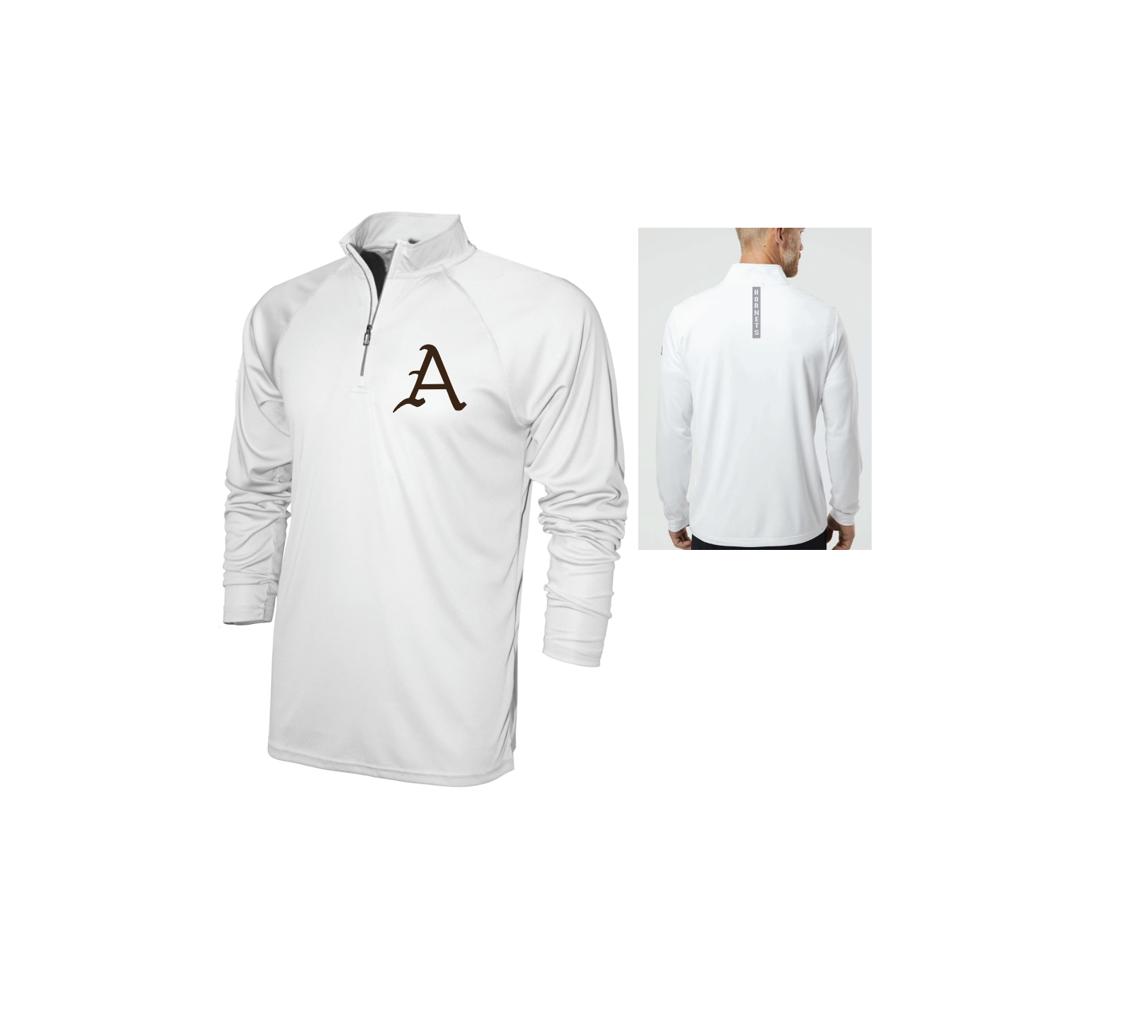 M - WHITE 1/4 ZIP PERFORMANCE PULLOVER