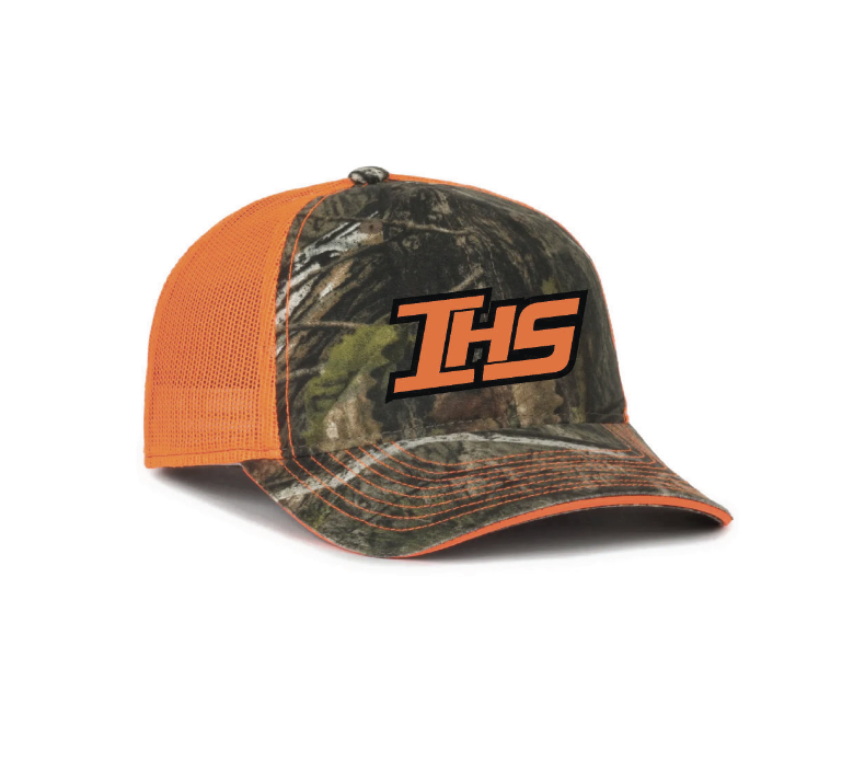 E - BLAZE ORANGE MESH-BACK TRUCKER CAP