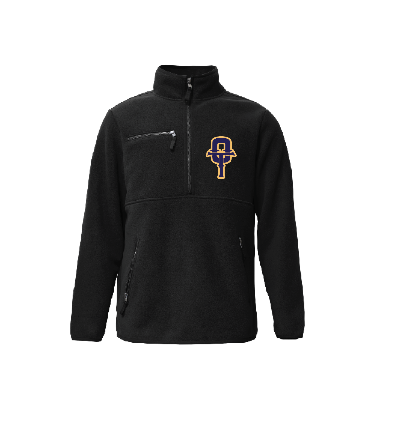 O - BLACK 1/2 ZIP HEAVY WEIGHT PULLOVER FLEECE