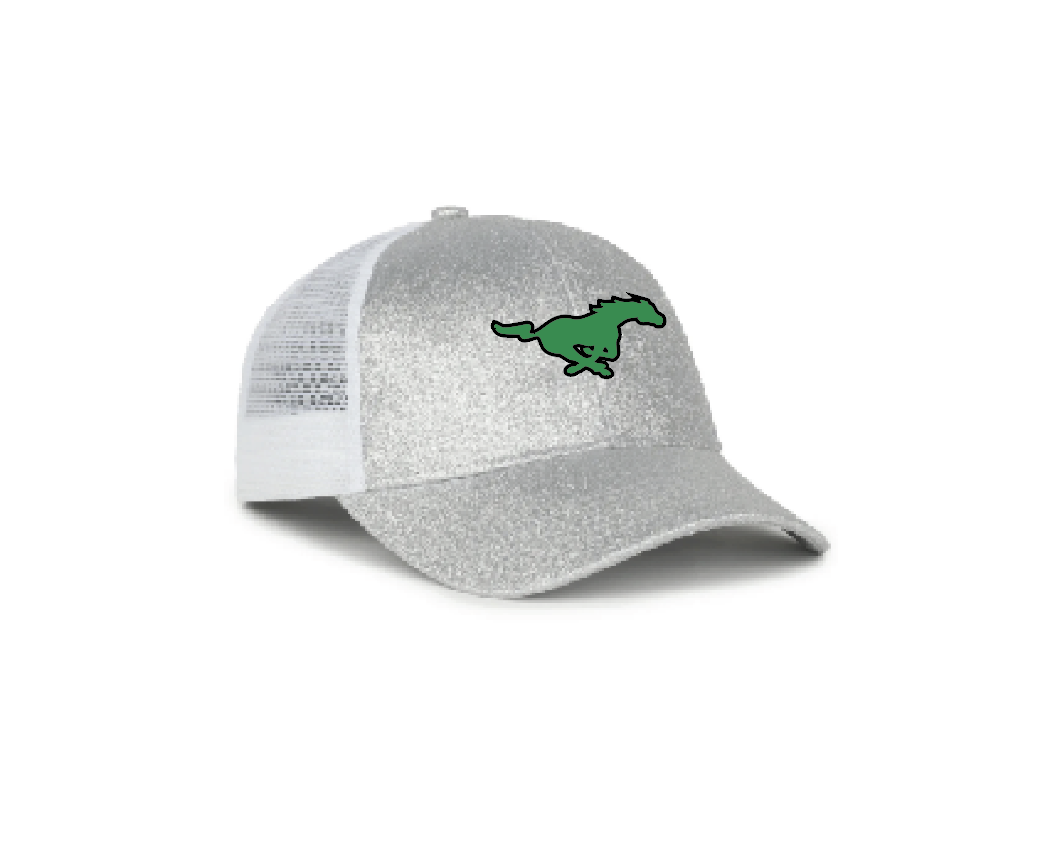 C - GIRLS GLITTER SILVER/MESH-BACK CAP