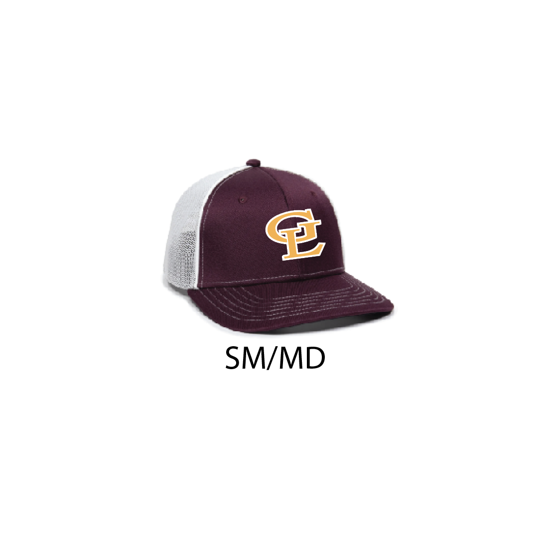 J - MAROON/WHITE MESH BACK FLEX-FIT CAP (SM/MD)