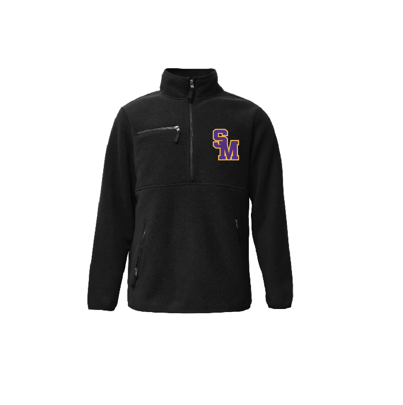 O - BLACK 1/2 ZIP HEAVY WEIGHT POLAR FLEECE