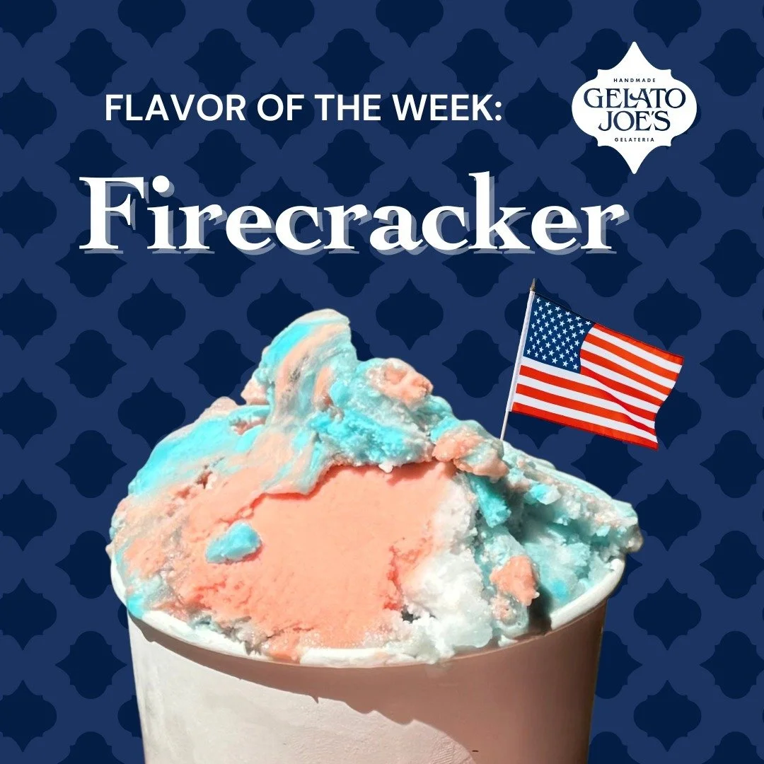 🇺🇸 🇺🇸 🇺🇸 
Keep the 4th of July celebration going with our new 
Gelato Flavor of the Week:
🧨 F I R E C R A C K E R

Enjoy the festive flavors of cherry, lemon, and lime in every bite.
❤️🤍💙

✨ Available at both our locations ALL week long!*
*W