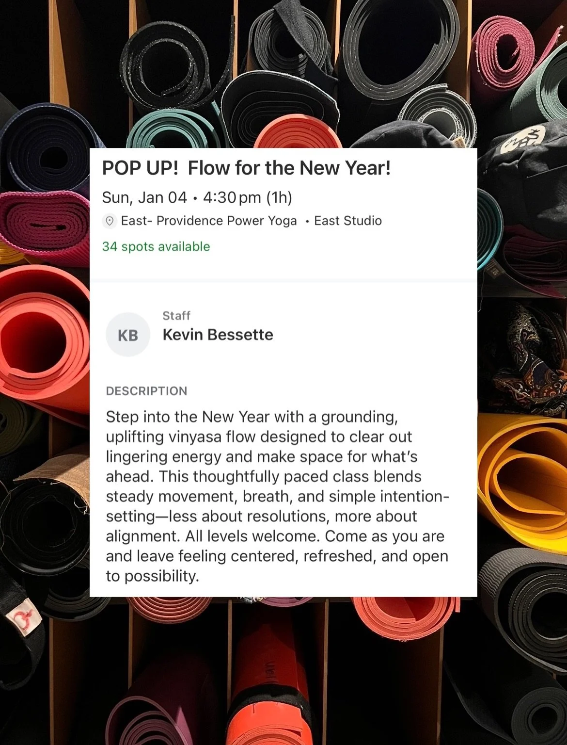 Sunday Pop Ups are back at East &mdash; January&rsquo;s offerings are scheduled in Mindbody, on the PPY app and on the website. Reserve your spots!