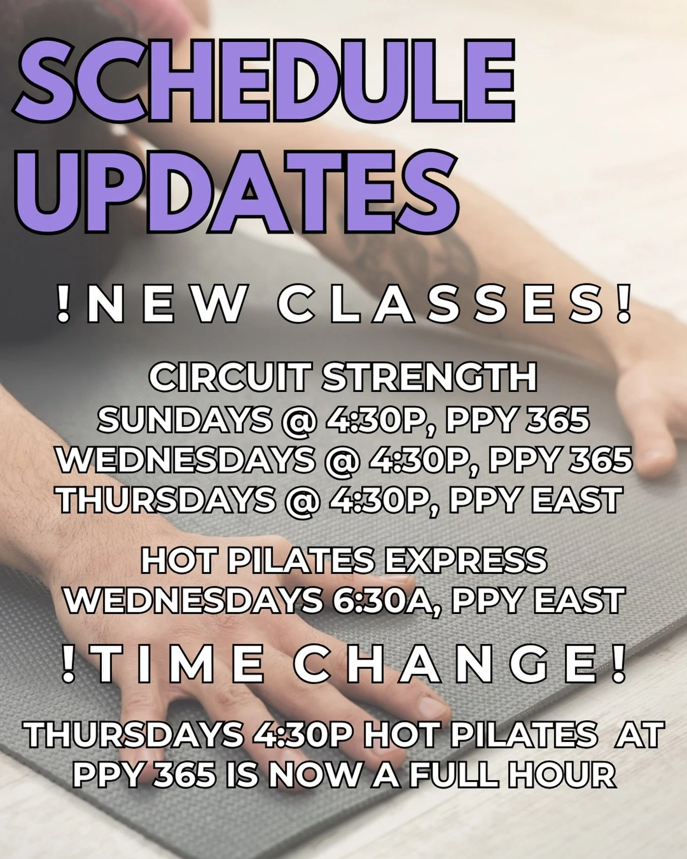 A couple of exciting changes and adjustments coming to the schedule! All changes take effect this coming Sunday, January 11th. We hope to see you in class!