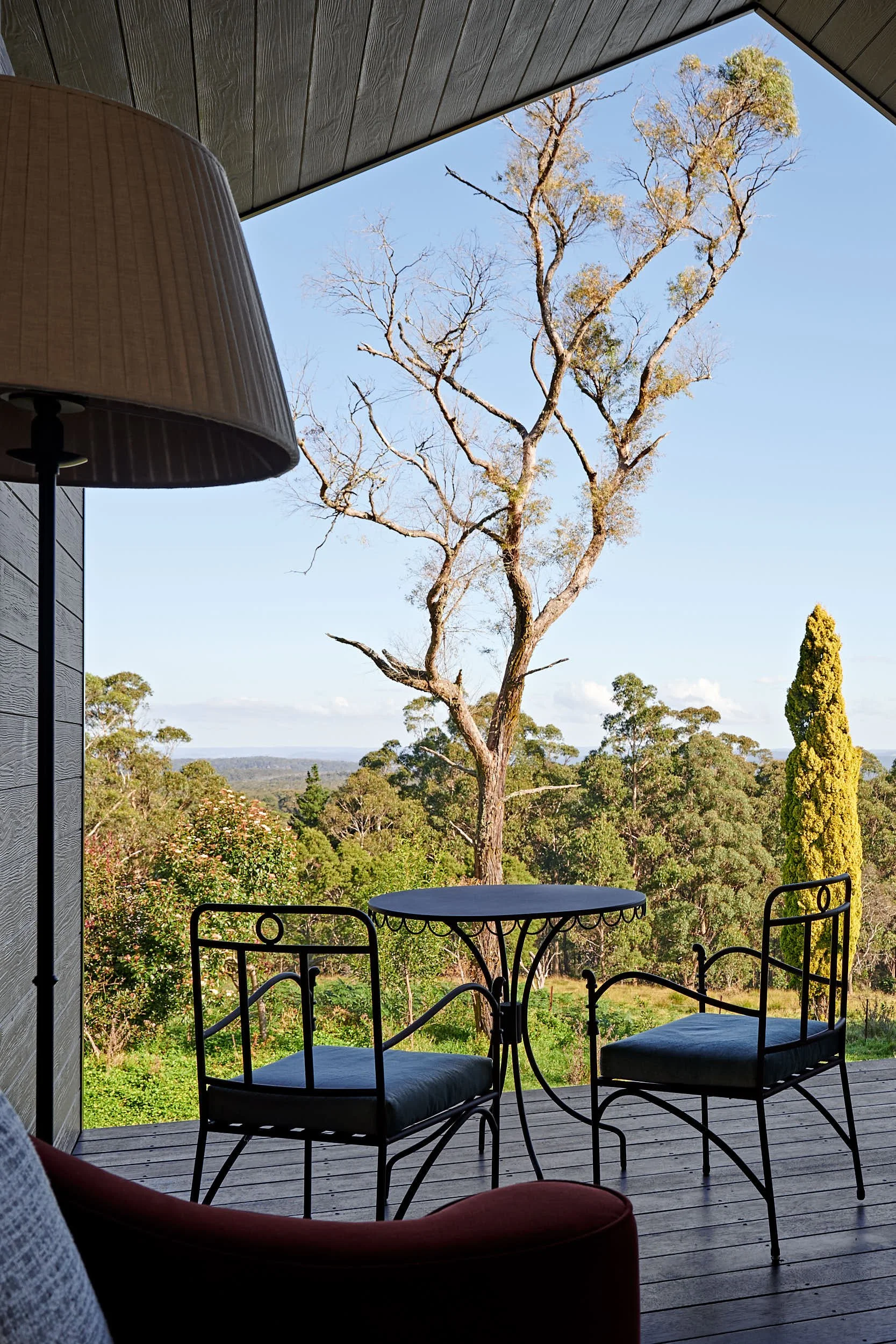 Beautiful hospitality photography: forest lodge view by Charlotte Orr, photographer based in Melbourne, Australia