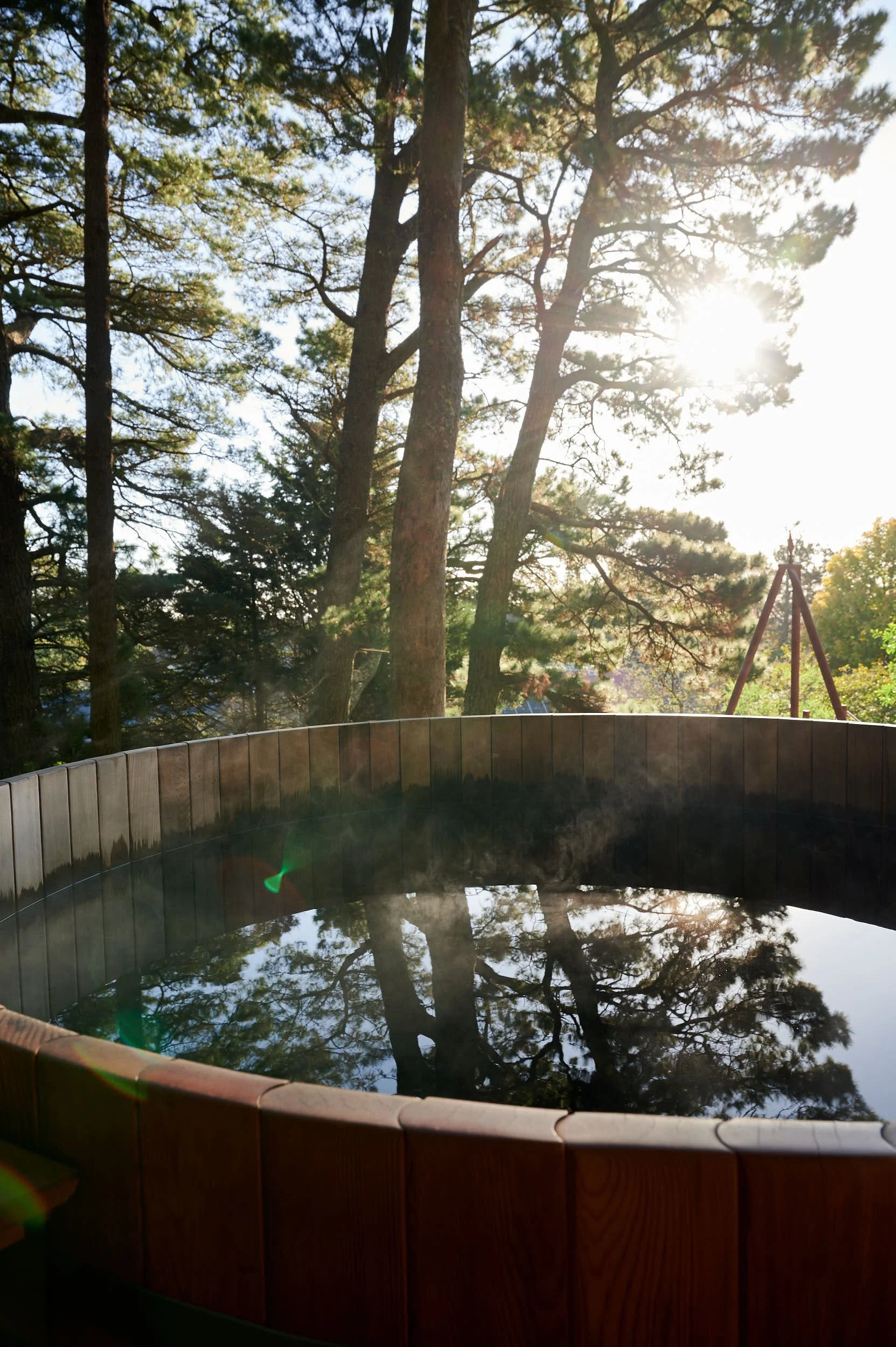 Beautiful hospitality photography: hot tub with steam by Charlotte Orr, photographer based in Melbourne, Australia