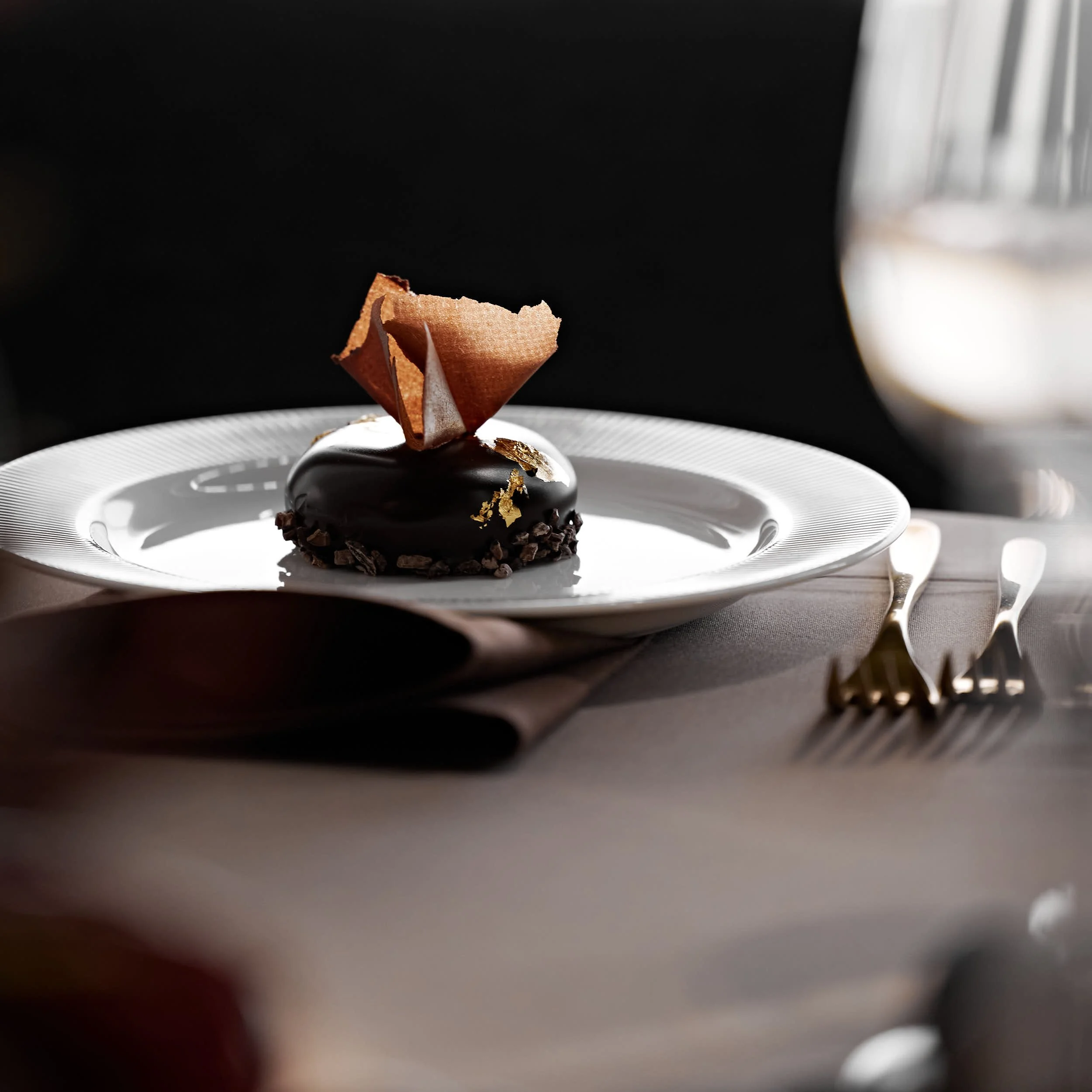 Beautiful hospitality photography: dark chocolate dessert by Charlotte Orr, photographer based in Melbourne, Australi