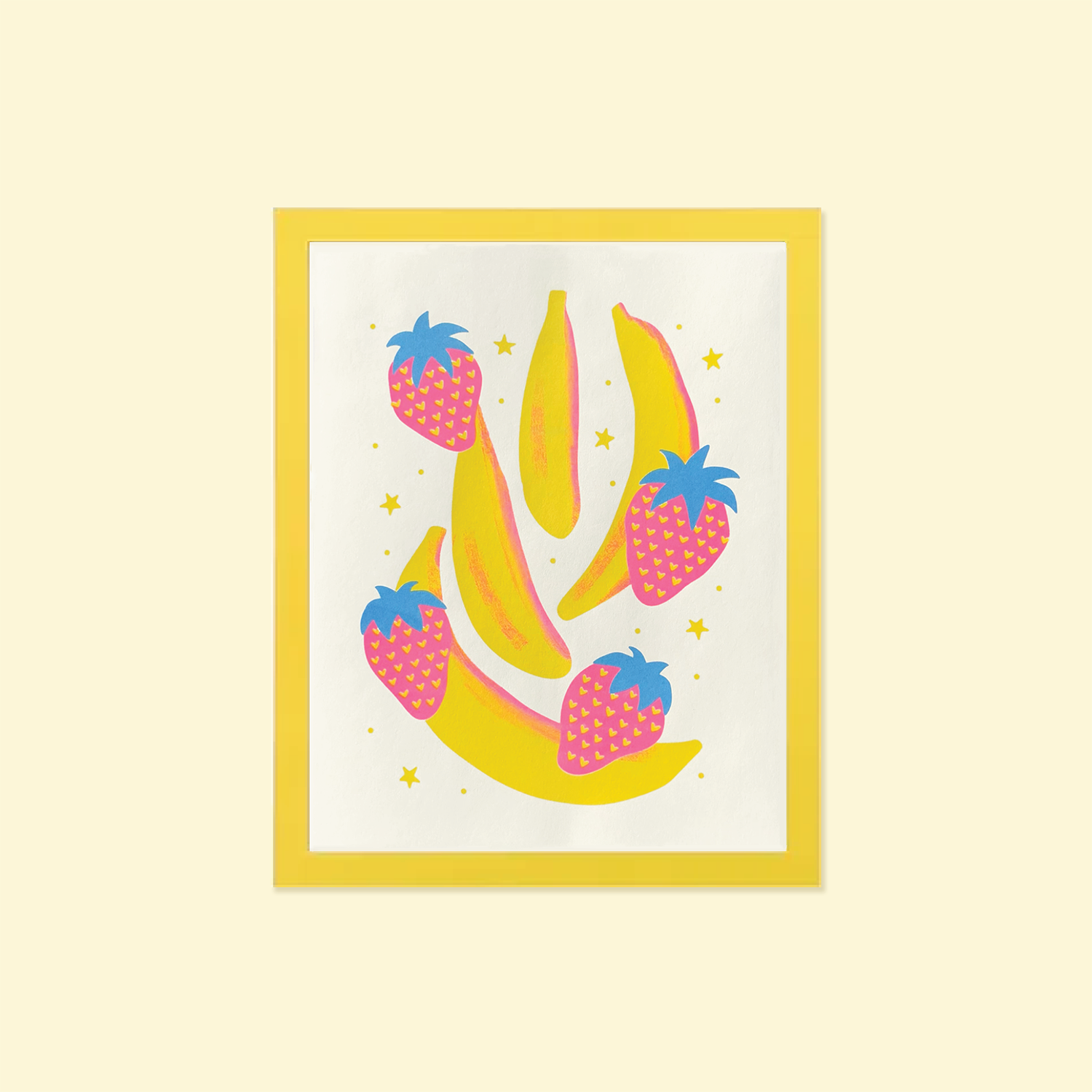 strawberry banana print in yellow frame.png