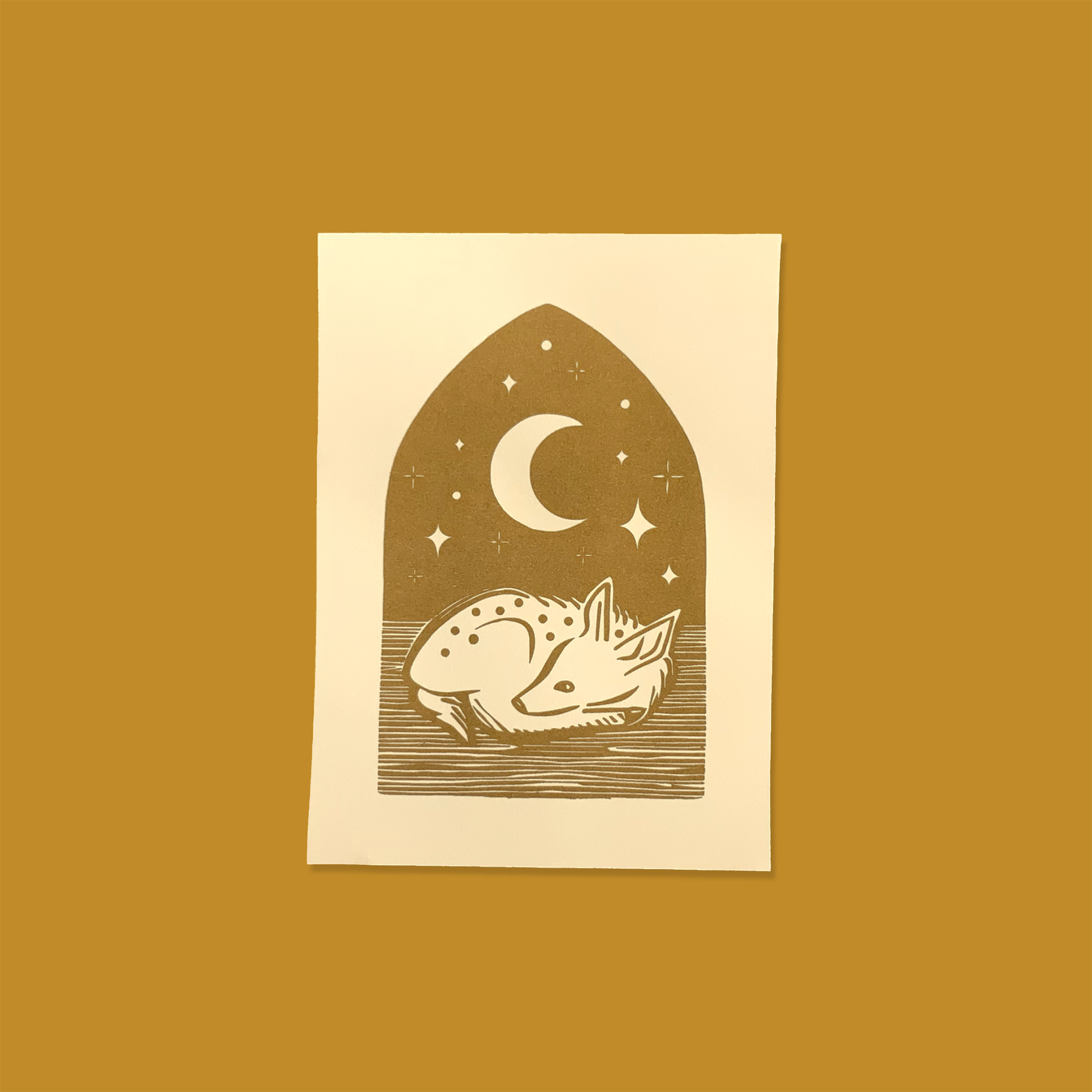Fawn & Moon Risograph Art Print