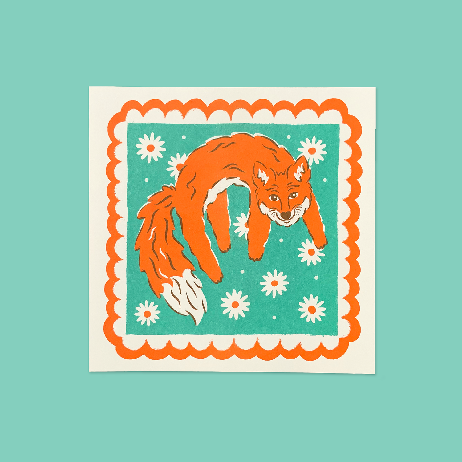 Mr. Fox in the Fields Risograph Art Print