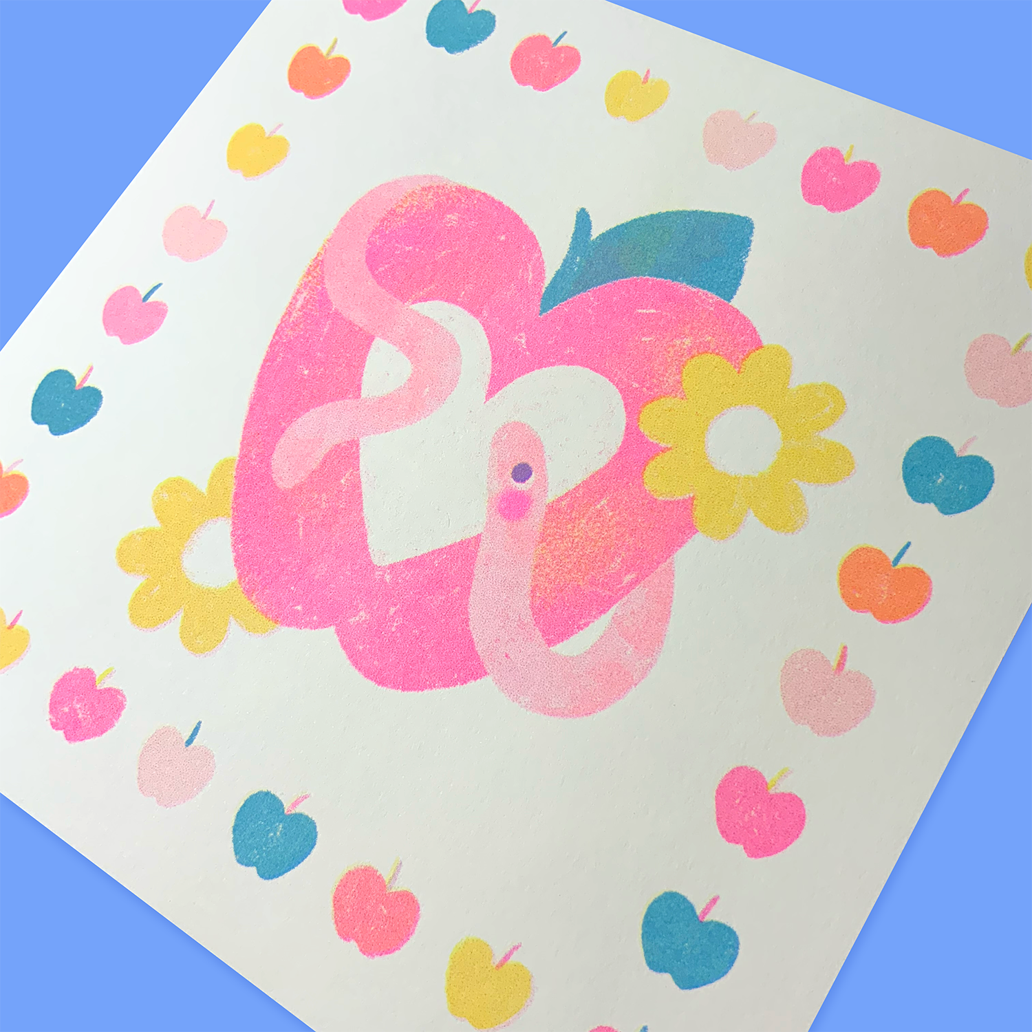 apple worm riso print side detail.png