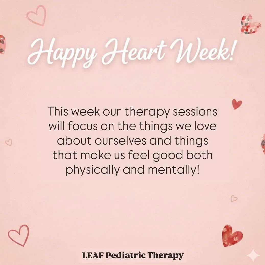 Happy Heart week 💕
This week are shifting our focus to the good stuff! In our sessions we will be diving deep into positive self-love and identifying exactly what makes our hearts and bodies feel best! 
&bull;
&bull;
#pedstherapy #occupationaltherap