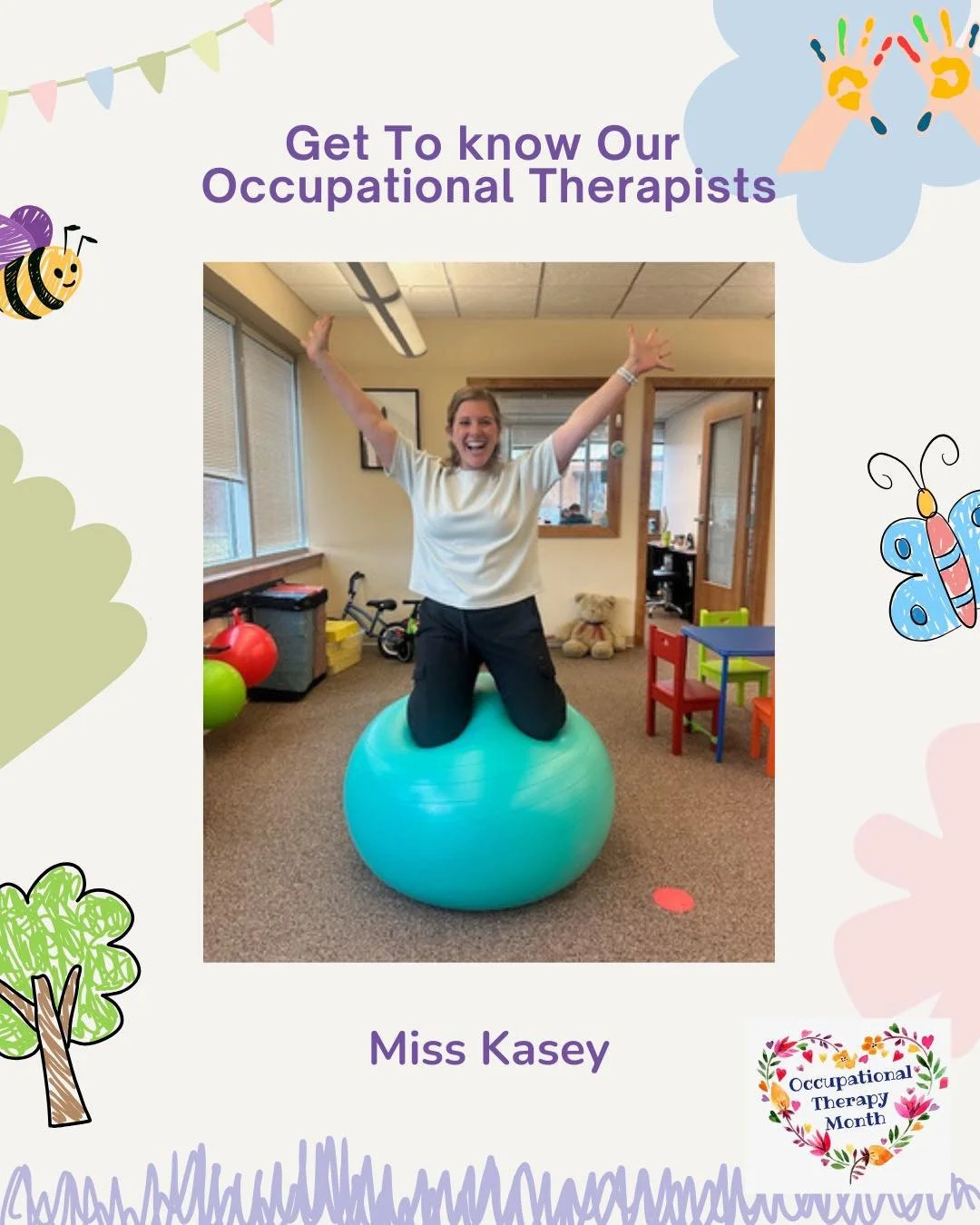 Hey yall, Miss Kasey here! 
&bull;
It's been such a pleasure getting to hype up our OT team. My last five years at LEAF have been filled with growth, learning, and so much joy. I&rsquo;m endlessly grateful for our incredible therapy team, the amazing