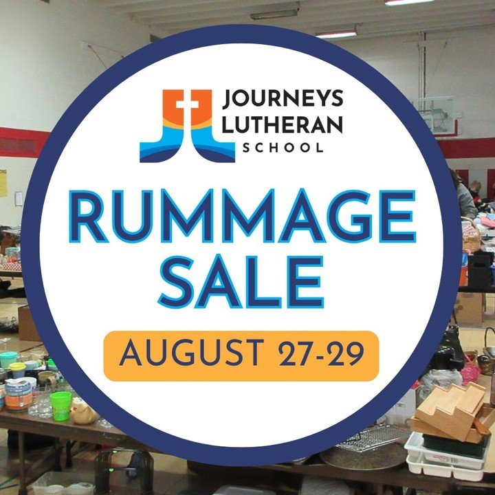 Mark your calendars! 🛍️ The Journeys Rummage Sale is coming up August 27-29. 
👚We are currently accepting donations. 
To drop off items contact: jill.hofstad@journeyslutheran.org or call the office - (414) 461-8500
 #rummagesale #markyourcalendars 