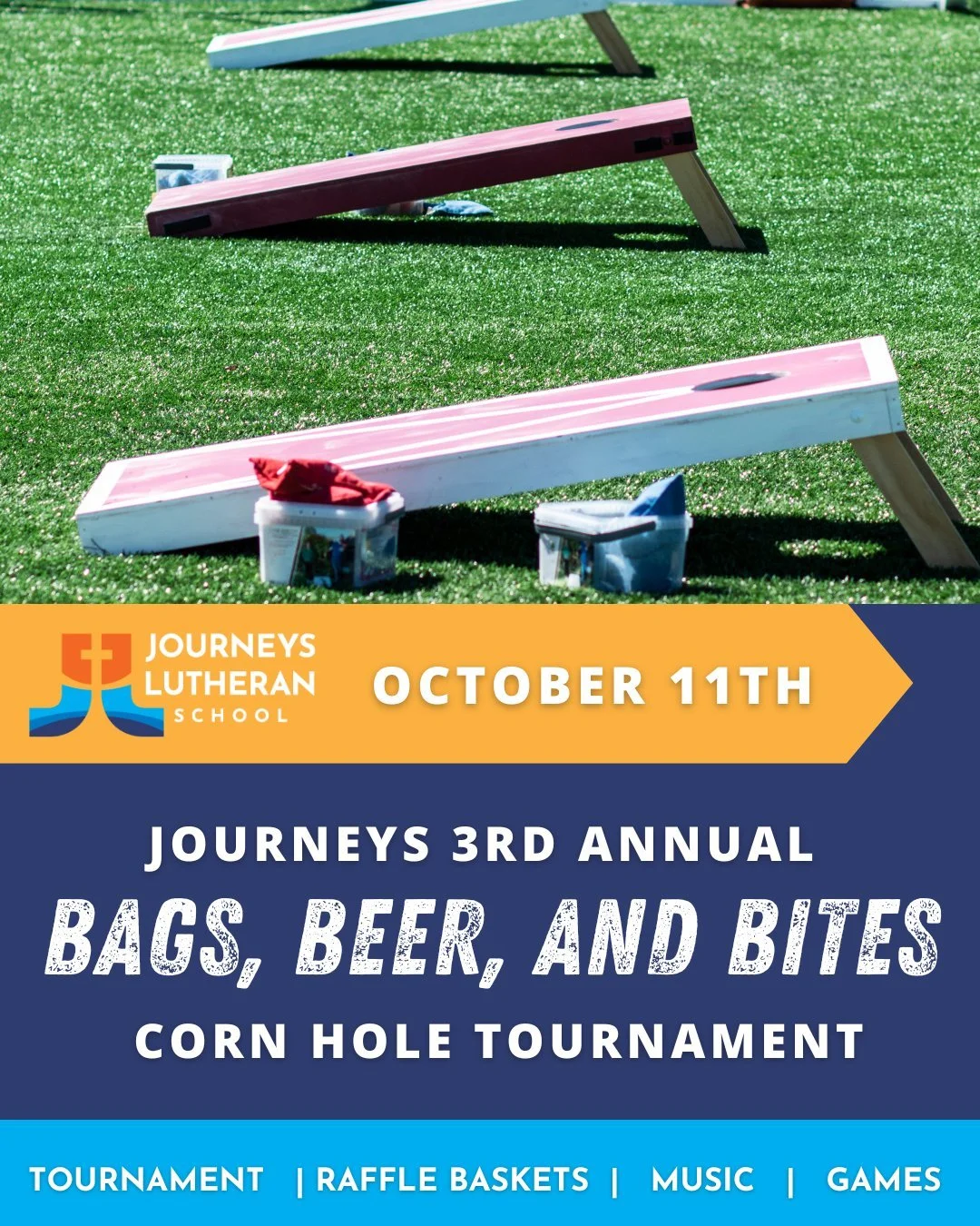 Join us for Bags, Beer &amp; Bites on Oct 11th and enjoy an adults-only afternoon of cornhole, cold drinks, and raffle prizes, all while supporting Journeys' flood recovery efforts. Plus, take a tour of the school to see the incredible restoration wo