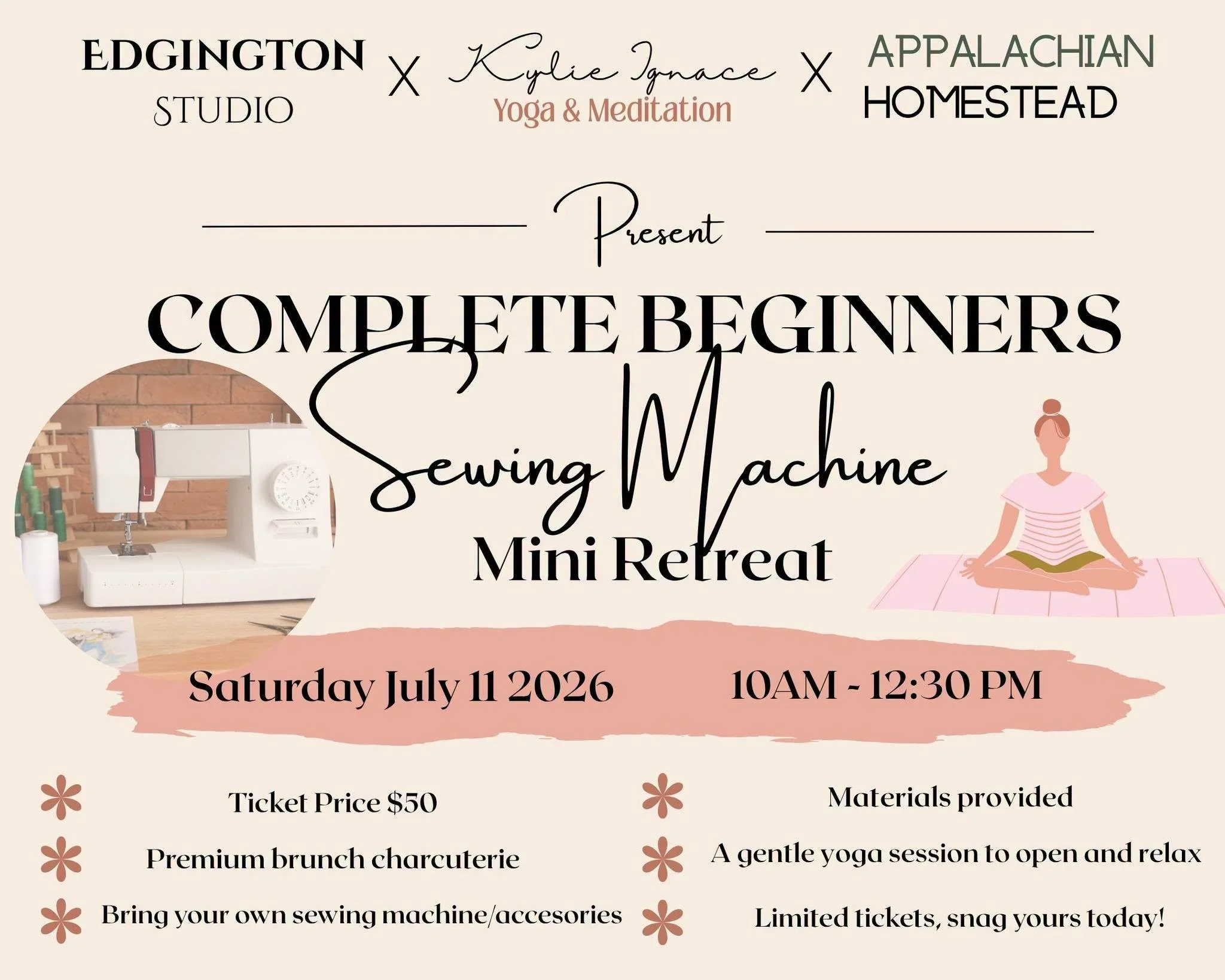 Complete Beginners Sewing Machine Mini Retreat at Appalachian Homestead