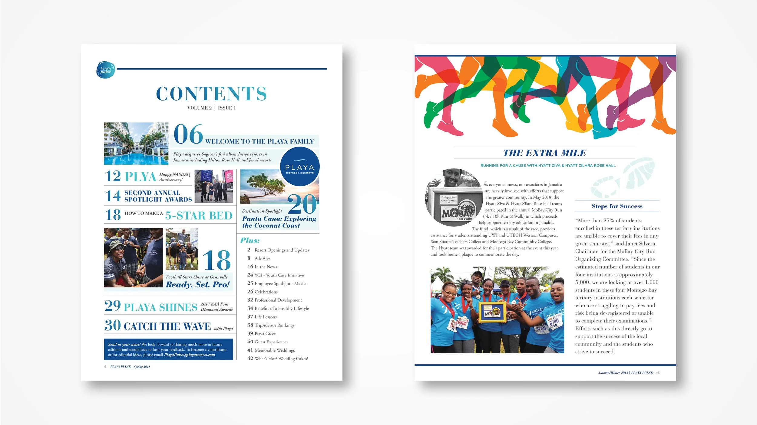 Two example pages from Playa Pulse employee magazine.