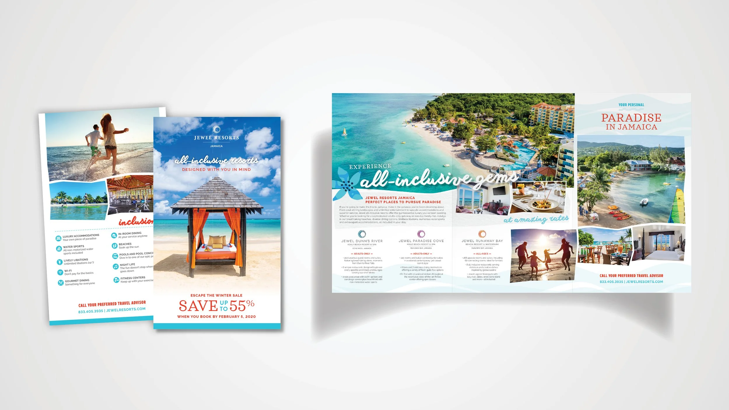 A tri-fold brochure for Jewel Resorts.