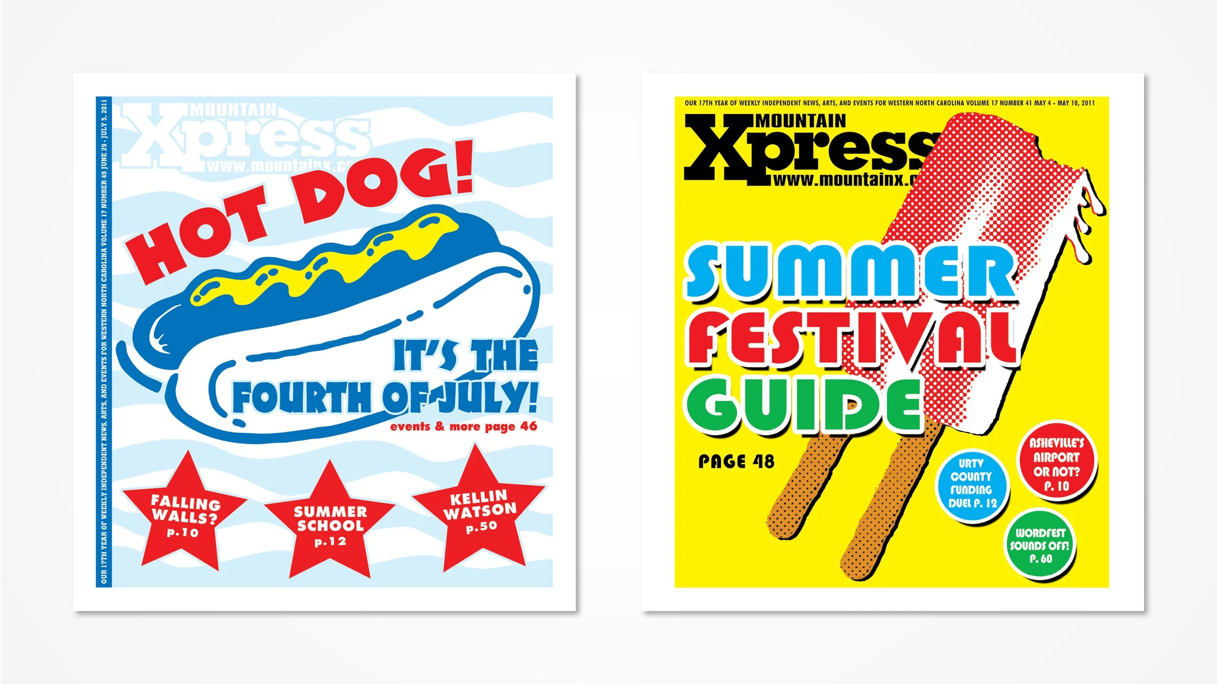 Two Mountain Xpress cover designs.