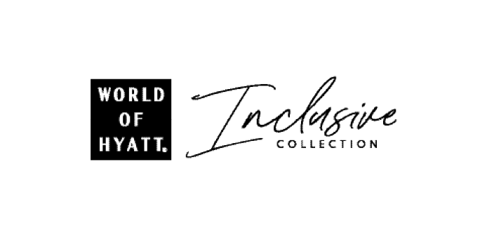 Logo with the text 'World of Hyatt' and 'Inclusive Collection' in a script font.