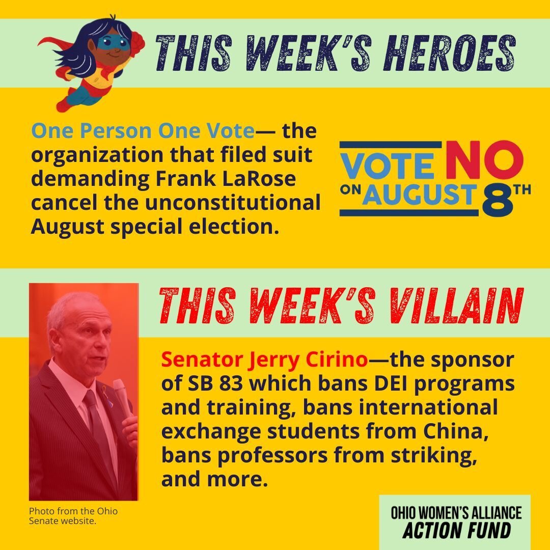 Coming at y&rsquo;all with another Heroes and Villains update! 🏛💥&hearts;️

😍 This week, we want to thank our heroes One Person One Vote, the nonpartisan coalition that filed suit against the unfair, undemocratic, unpopular, and unnecessary Issue 