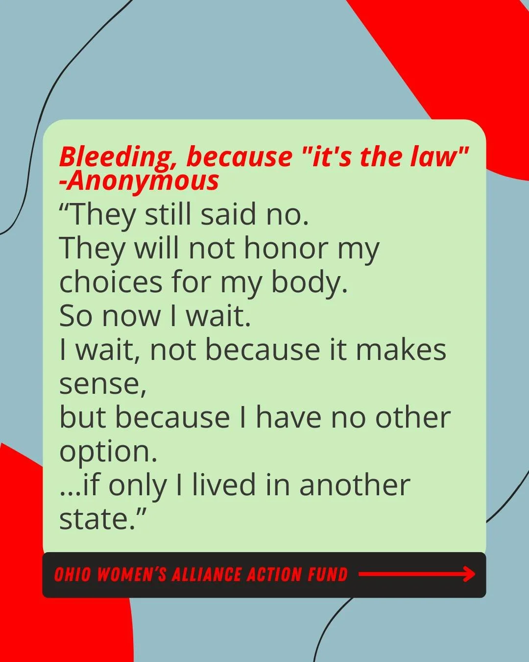 Check out our latest blog post from an anonymous Change Maker, who was denied reproductive care because of current legislation. Please click the link in our bio to read her story. If you&rsquo;re interested in sharing your story, thoughts, or emotion