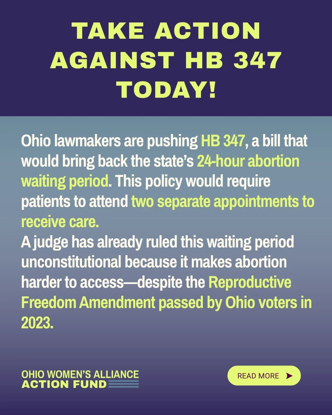 HB 347 is heading into a fourth hearing and possible vote this Wednesday! Take action at the link in our bio today!