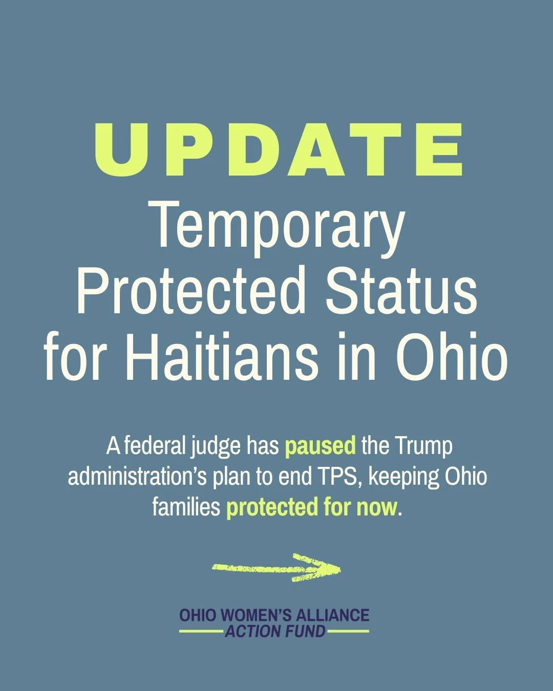 Haitian TPS in Ohio is under threat &mdash; but families are protected for now. 
26,500 Haitian nationals in Ohio rely on Temporary Protected Status (TPS) to live, work, and stay together safely. Federal courts have paused the end of TPS, and Governo